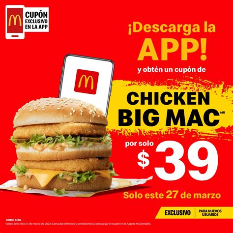Cupón App Mcdonalds De Chicken Big Mac A Sólo 39 Hoy Lunes Para