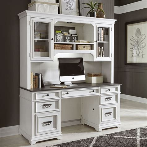 Liberty Furniture Allyson Park Transitional Two Toned Credenza Desk And