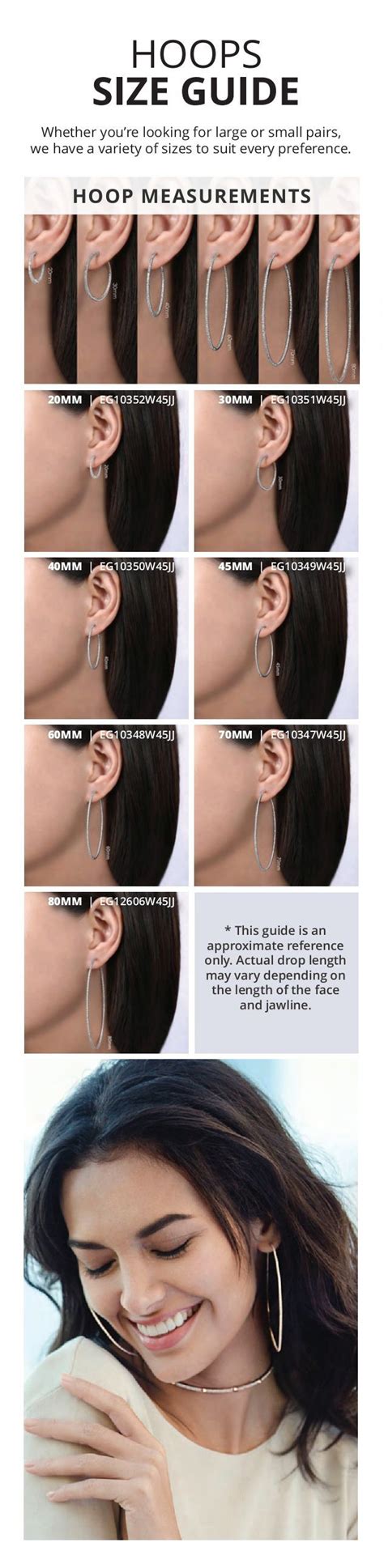 Hoops Size Guide Earrings White Gold Hoop Earrings Diamond Hoop