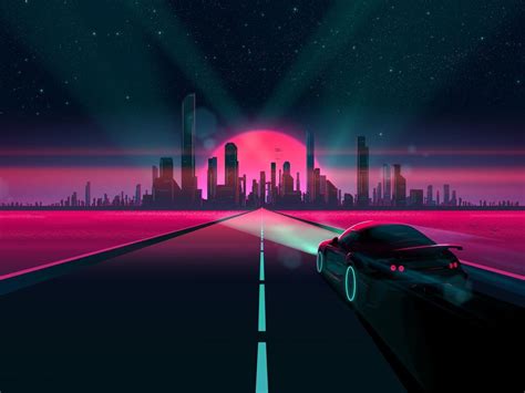 Retrowave Night Road Wallpapers Wallpaper Cave