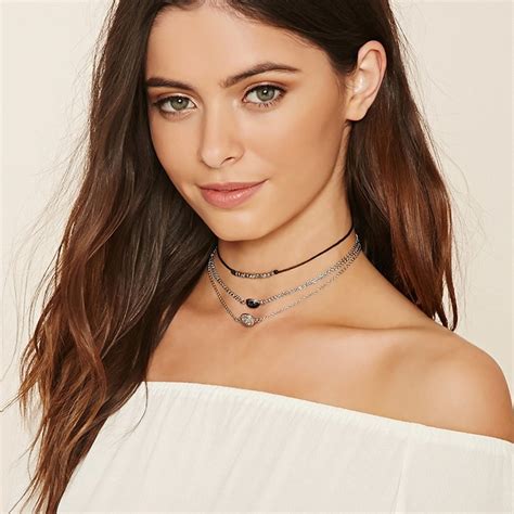 Buy Hot Fashion Black Leather Chokers Women Multilayer