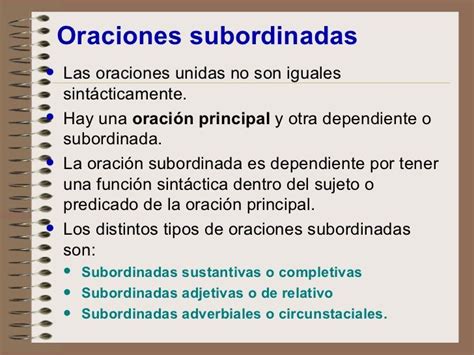An Open Notebook With The Words Oracles Subordnads Written In Spanish