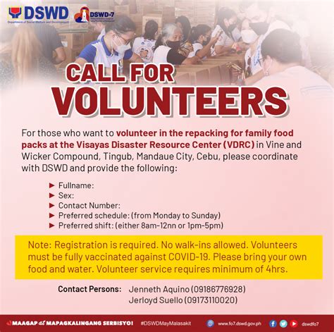 dswd 7 calls for volunteers dswd field office 7