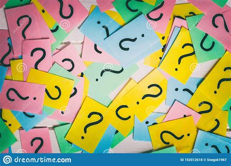 Colorful Paper Notes With Question Marks Closeup Stock Photo Image