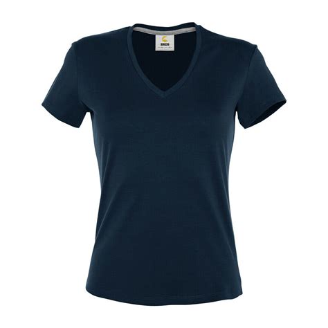 Damen Kurzarm T Shirt Mit V Ausschnitt Farbe Navy Größe M