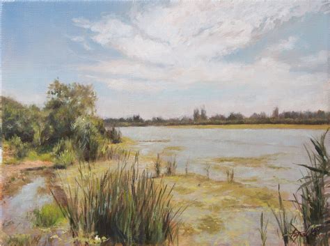 By The Pond Landscape Oil Painting Fine Arts Gallery