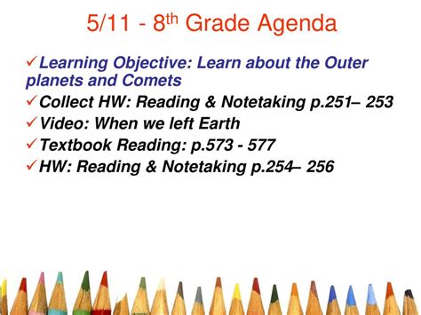 511 8th Grade Agenda Learning Objective Learn About The Outer