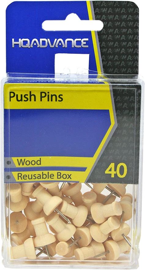 Push Pins Wood 40 Count Office Products