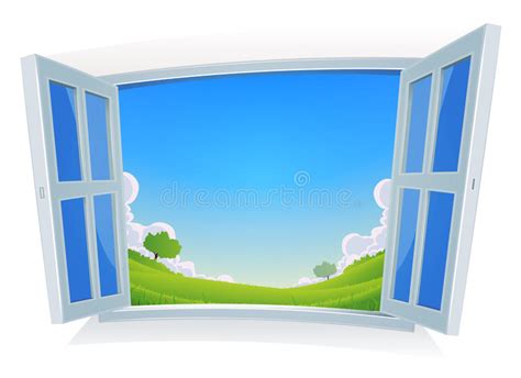 Fenêtre Ouverte Sur Un Paysage Rural Dété Illustration De Vecteur