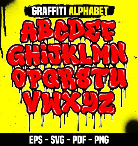 Graffiti Alphabet Dripping Font Red Alphabet Color Dripping Font Graffiti Bubble In Eps Svg