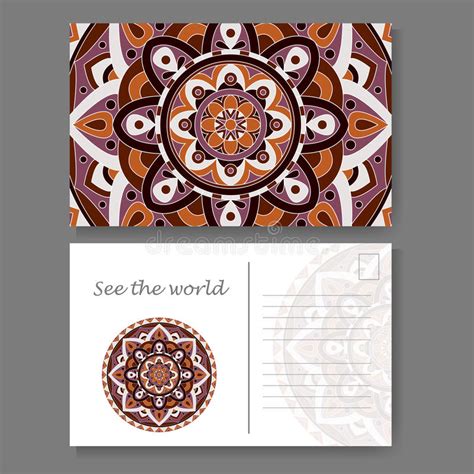 Vintage Mandala Design For Postcard Vector Illustration Design For Greeting Card With