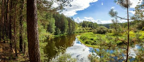 Summer Landscape In The Ural The Irtysh River Russia Stock Image