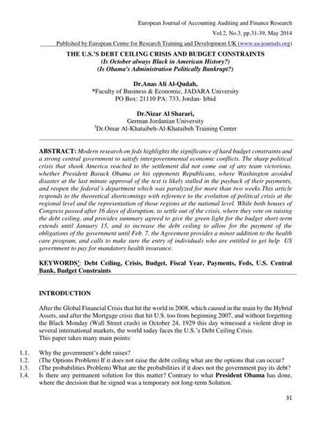 Us debt ceiling and its current status. (PDF) THE U.S.'S DEBT CEILING CRISIS AND BUDGET ...