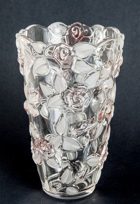 Crystal Mikasa Bella Rosa Crystal Vase Etched And Colored Glass Rose Vine Crystal Vase