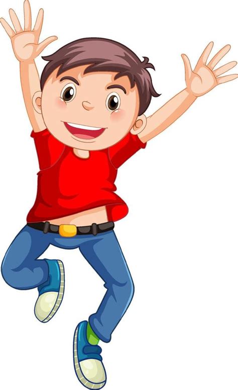 Niño Feliz Saltando Personaje De Dibujos Animados 7100929 Vector En
