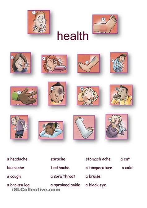 Health Problems For The Esl Learner Health Literacy Worksheets For