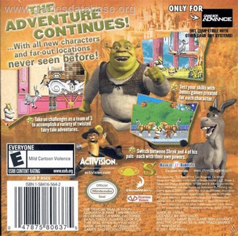 Shrek 2 Beg For Mercy Nintendo Game Boy Advance Artwork Box Back