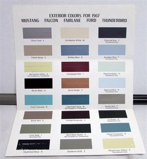 1967 Ford Paint Chips Dealer Brochure Colors Mustang Falcon Fairlane