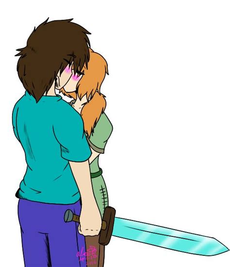 Image Result For Minecraft Steve And Alex Kissing Minecraft Steve Minecraft Anime Minecraft