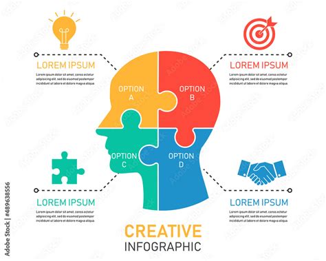 Human Head Jigsaw Puzzle Pieces Connected Creative Brain Infographic