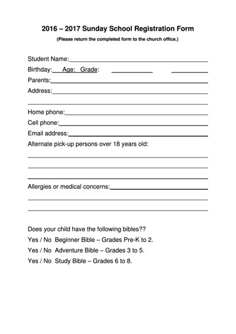Printable Sunday School Forms Printable Forms Free Online