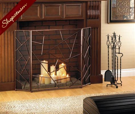 Bronze Geometric Modern Decorative Fireplace Mesh Screen