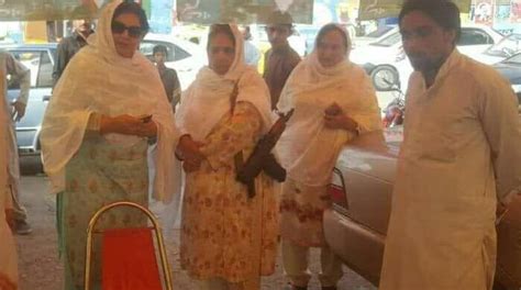 ppp woman mpa visits peshawar election camps armed with smg