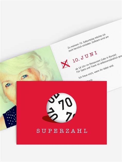 Originell oder klassisch und edel. Einladungskarten 70. Geburtstag "Superzahl"