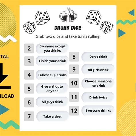 Drunk Dice Drinking Games For Adults Alcohol Game Etsy