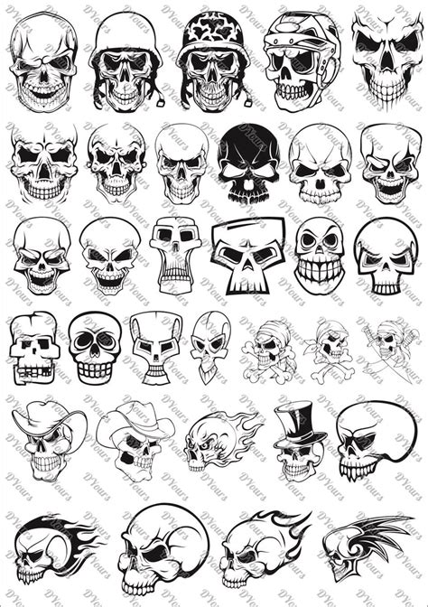 Skulls Vector Clipart Vol3 33 Vector Models Svg Cdr Ai Etsy Skull