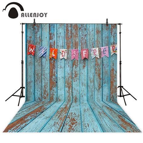 Allenjoy Photo Background Blue Wood Board Vintage Baby Photo Booth For