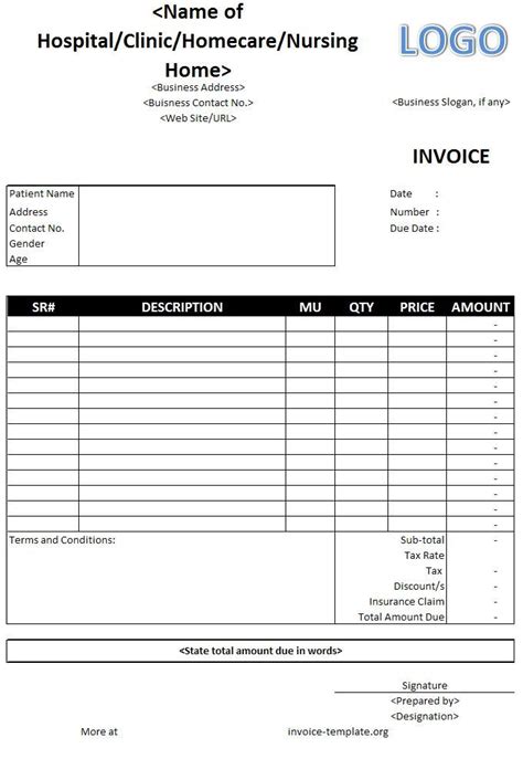 medical billing invoice template  invoice template