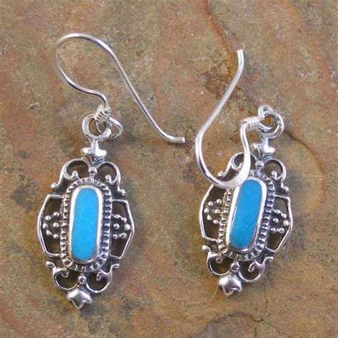 11x22mm Sterling Silver Turquoise Earring Transglobal Trading