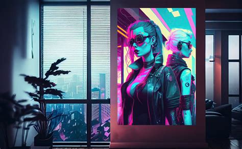 Romantic Cyberpunk Couple Wall Decor Alternative Punk Digital Etsy