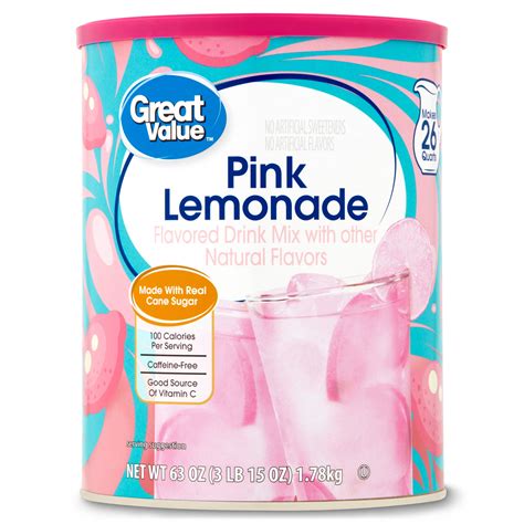 Great Value Drink Mix Pink Lemonade 63 Oz