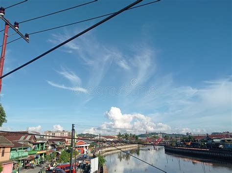 Overview Shot Of Mahakam River In Samarinda City Stock Image Image Of