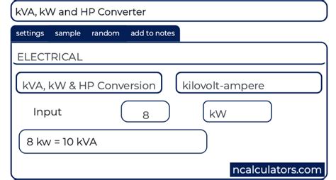 Convert hp to kw (horsepower to kilowatt). kVA, kW and HP Converter