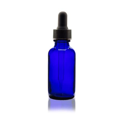 1 Oz Cobalt Blue Boston Round Glass Bottle Wglass Dropper Pack Of