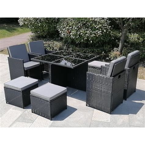 Rosen 4 Seater Rattan Garden Furniture Set In Black
