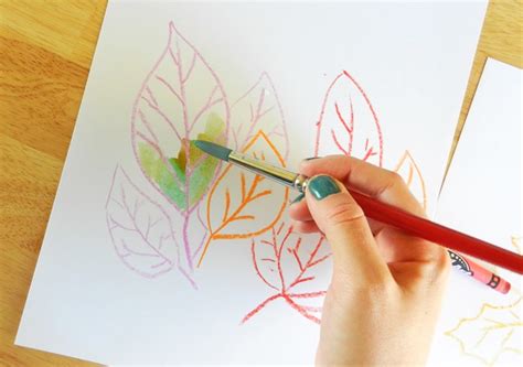 Fall Art Tutorial Crayon And Watercolor Leaves