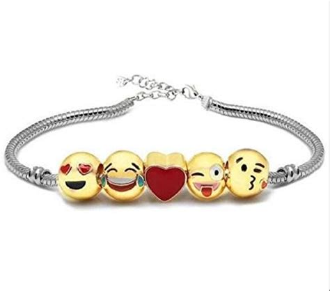 Metal Emoji Beads Diy Charms Bracelet Gold Plate 1x Wr