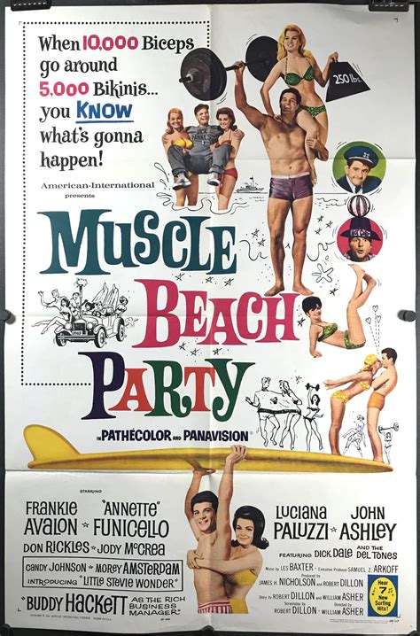 Muscle Beach Party Original Frankie Avalon Annette Funicello Vintage Movie Poster Original