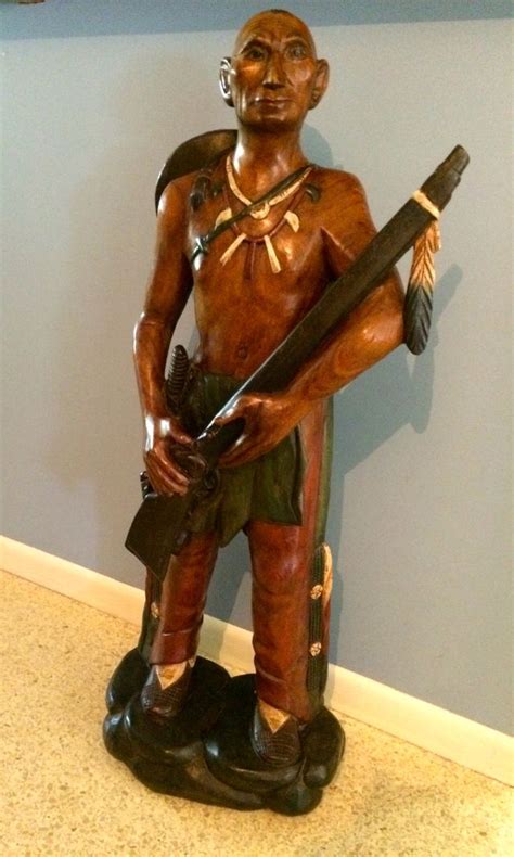 Vintage Carved Wood Black Hawk Sauk Tribe Indian Statue W Etsy