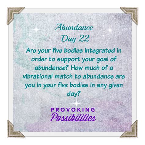 Its Day 22 Of Abundance Are Your Five Bodies Integrated In Order To
