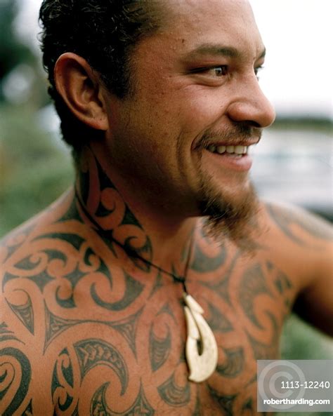 Maori Man Louis With Traditional Stock Photo