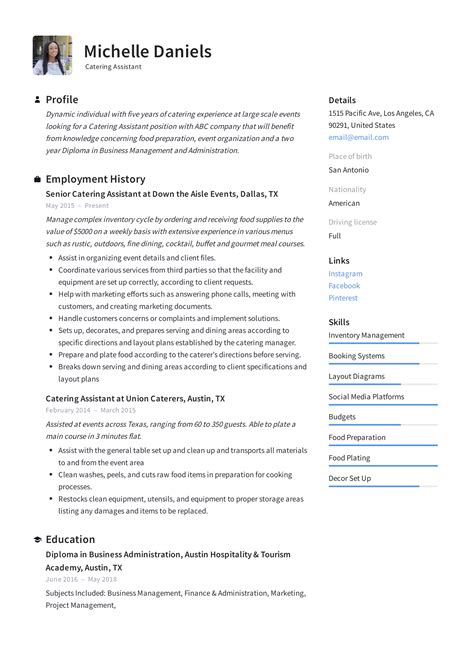 Guide Catering Assistant Resume 12 Samples Pdf And Word 2019