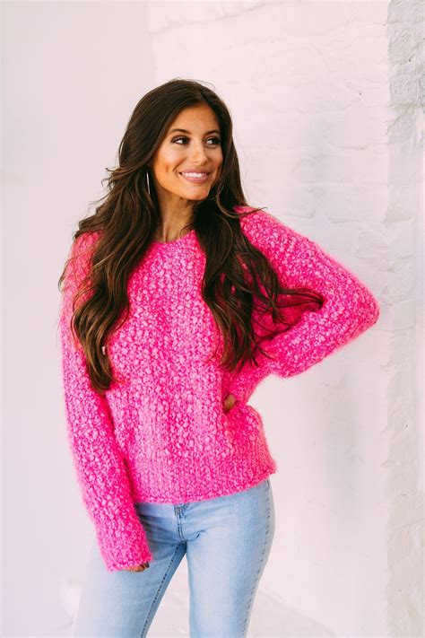 Pin By Stacy Bianca Blacy On Clothing Hot Pink Sweaters Hot Pink Sweater Clothes Pink Sweater