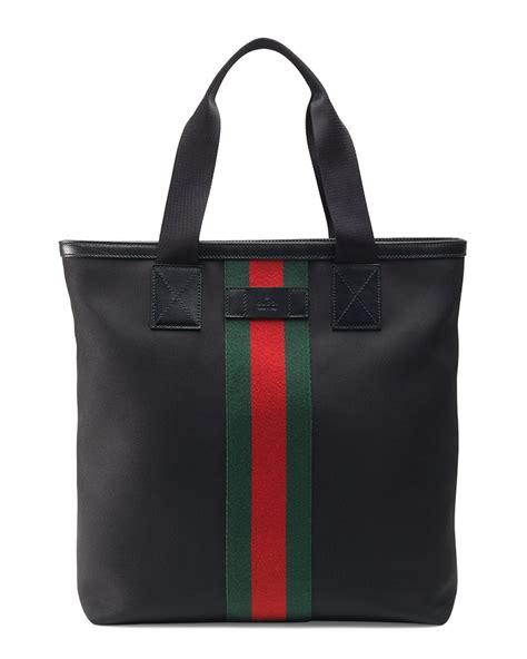 Gucci Web Band Canvas Tote In Black For Men Lyst