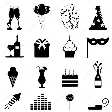 Party And Celebration Icons — Stock Vector © Soleilc 11079298