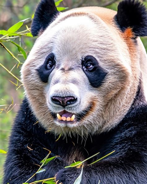 Oso Panda Gigante Comiendo Bambú En El Bosque Foto Premium